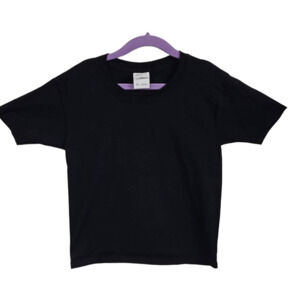 Jerzees Unisex Kids XS Crew Neck Casual Shirt Solid Black 100% Cotton Basic